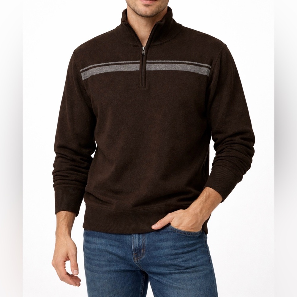 Banana Republic 100% Wool Quarter Zip Sweater Men’s Large Brown GUC